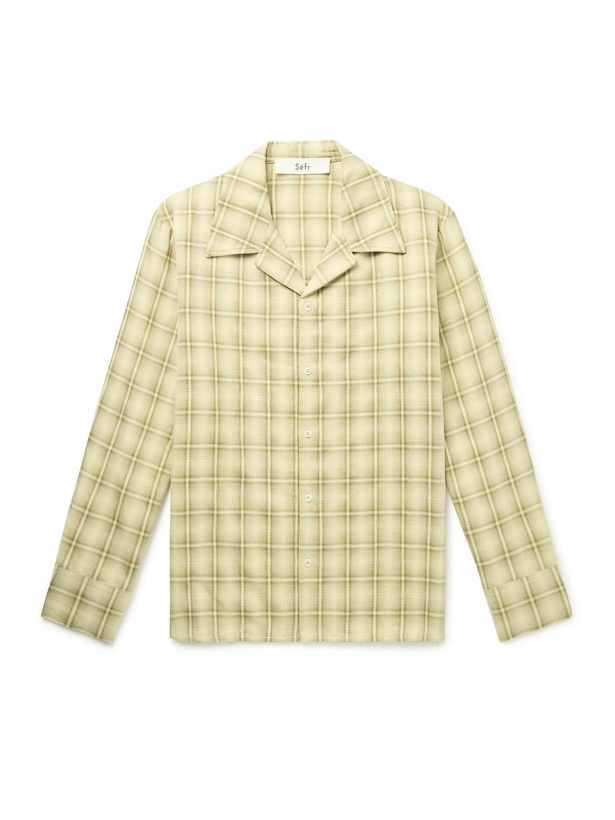 Photo: Séfr - Ignacio Camp-Collar Checked Cotton and Linen-Blend Shirt - Yellow