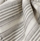 Loro Piana - Striped Cashmere, Silk and Cotton-Blend Scarf - Gray