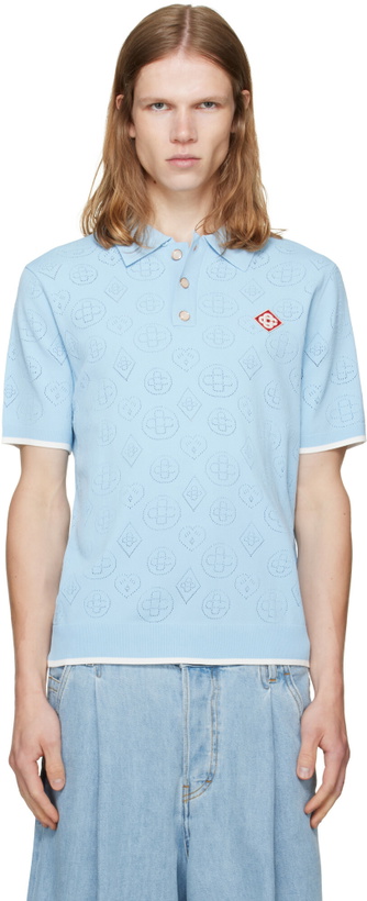 Photo: Casablanca Blue Pointelle Polo