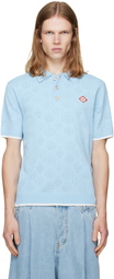 Casablanca Blue Pointelle Polo