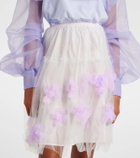 Susan Fang Floral-appliqué mesh midi skirt