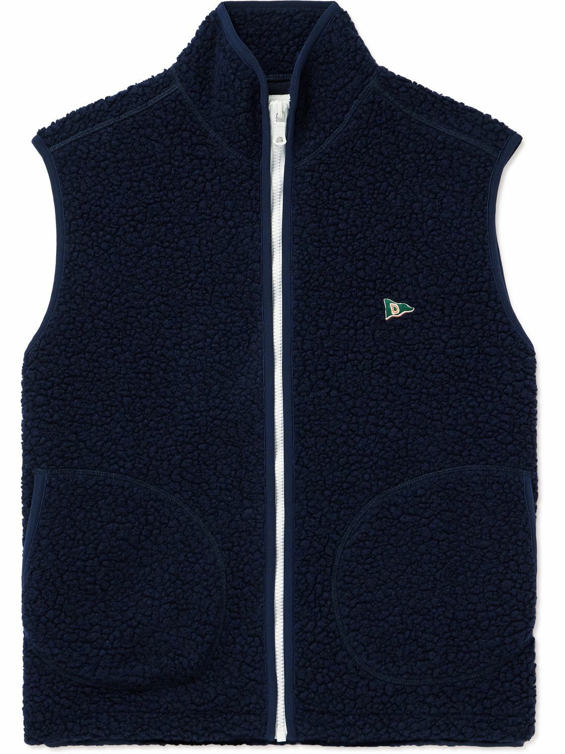 Drake's - Logo-Embroidered Wool-Blend Fleece Gilet - Blue Drake's