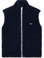 Drake's - Logo-Embroidered Wool-Blend Fleece Gilet - Blue