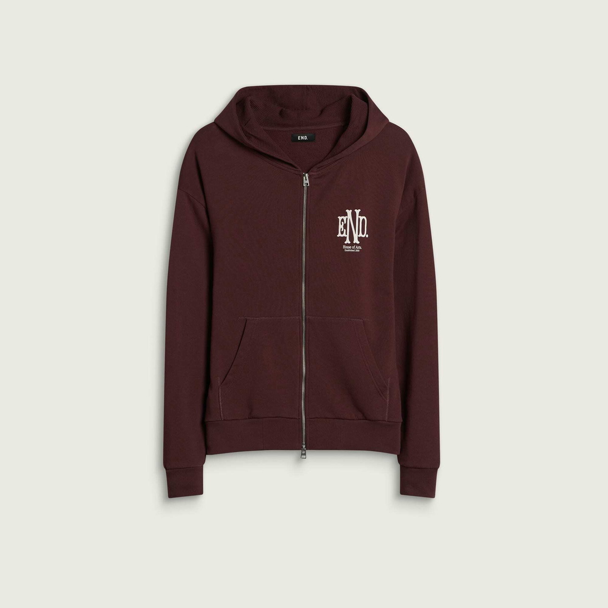 END. Mono Zip Hoodie in Oxblood