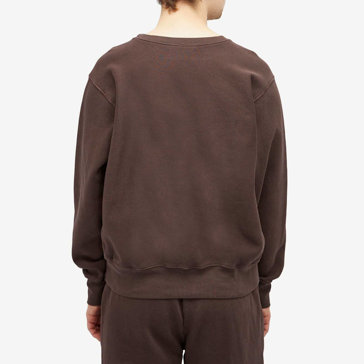 Les Tien Men's Heavyweight Crop Crew Sweat in Washed Brown Fig