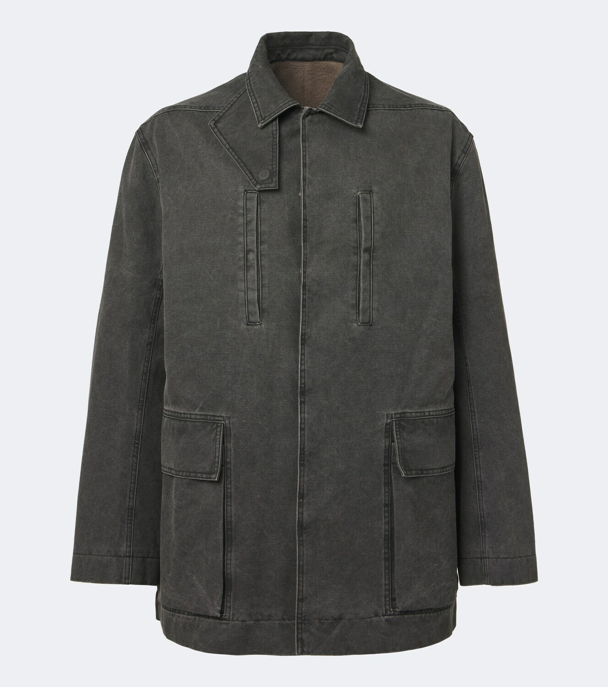 Rick Owens Collared Mac coated cotton canvas jacket
