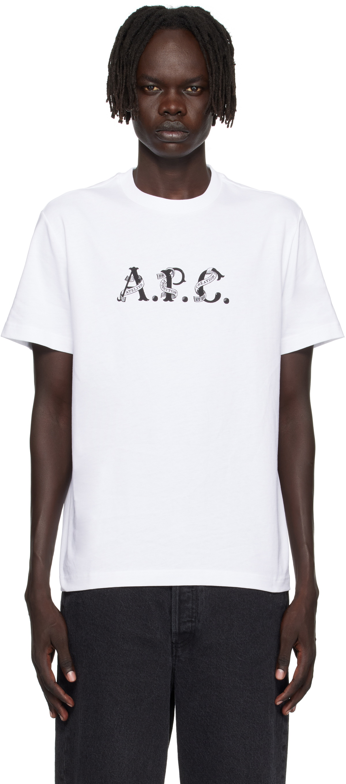 A.P.C. Men's VPC Logo T-Shirt in White/Red A.P.C.