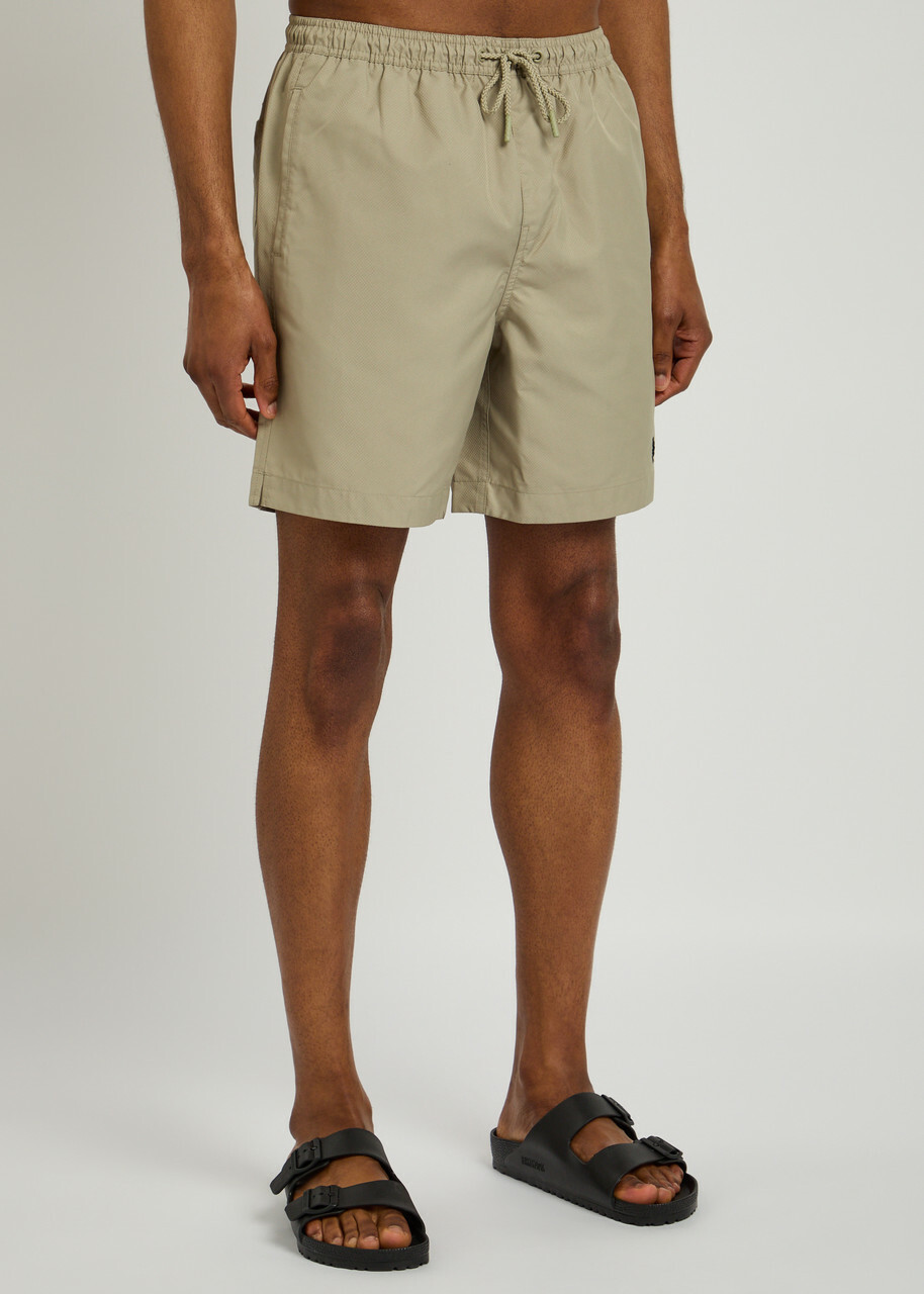 Fred Perry Logo-embroidered Shell Swim Shorts Grey