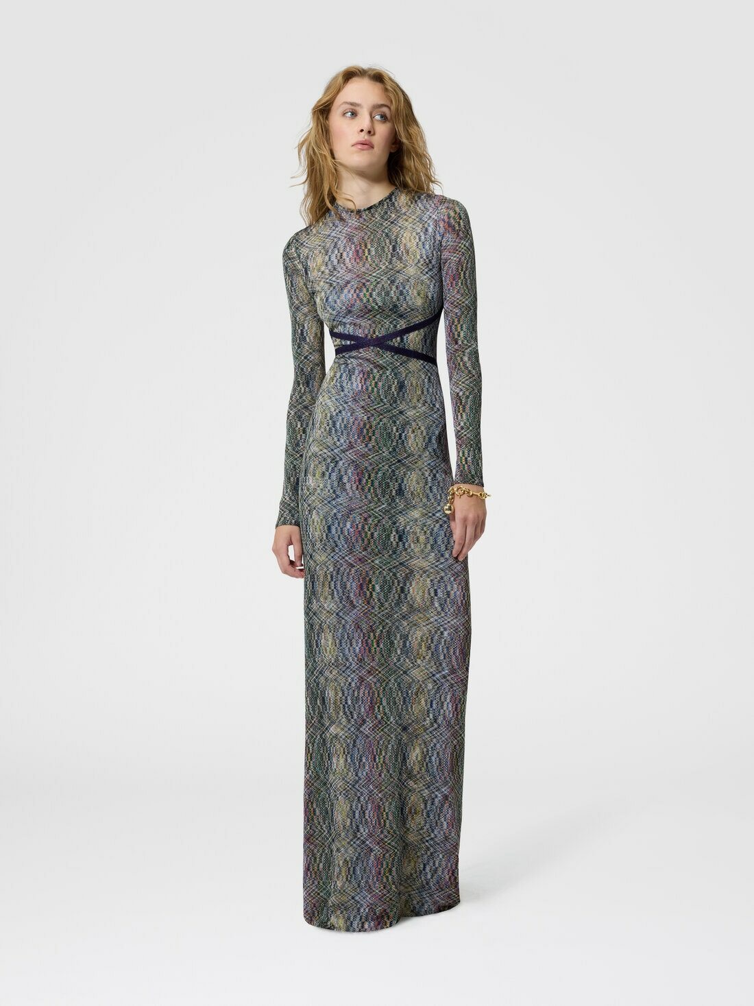 Missoni - Long space-dye viscose dress with open back, Women, Multicoloured