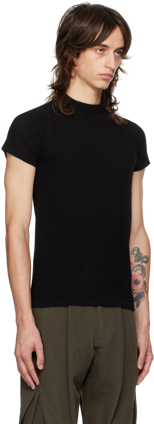 HYEIN SEO Black Perforated Knit T-shirt