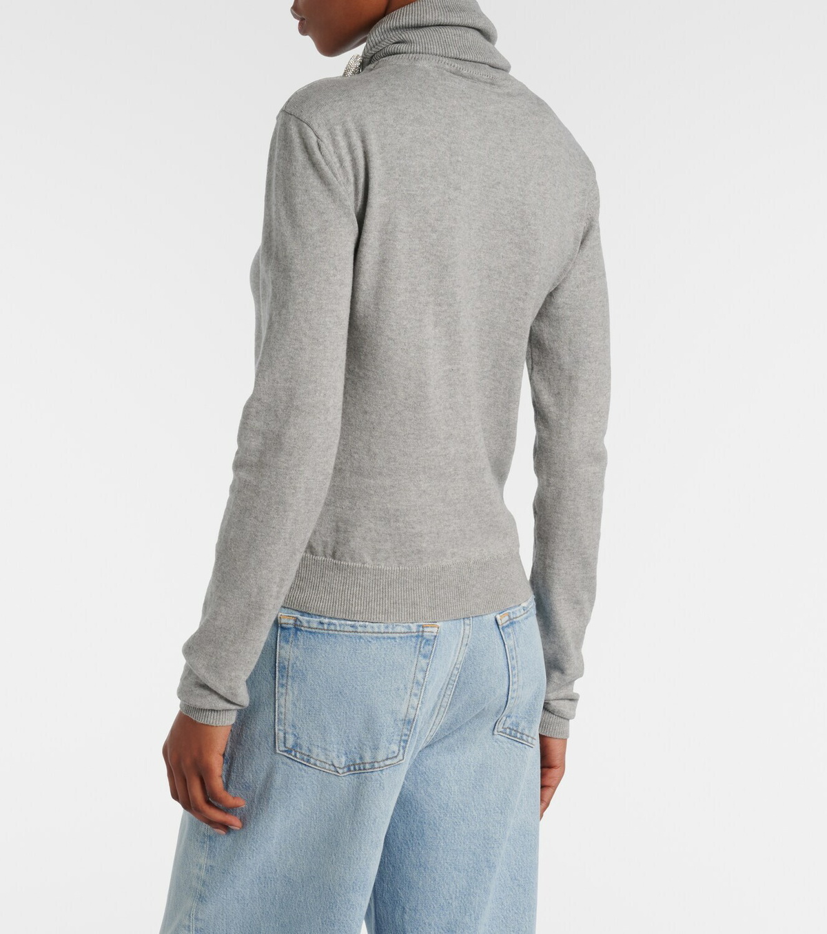 Area Embellished cotton and cashmere turtleneck sweater