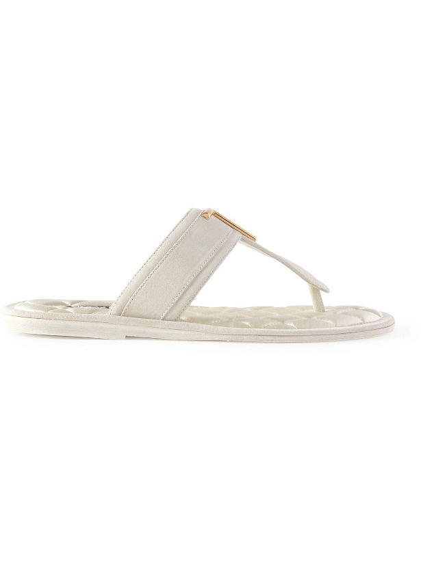 Photo: TOM FORD - Brighton Embellished Suede Sandals - White