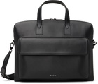 Paul Smith Black Straw-Grain Embossed Leather Folio Briefcase