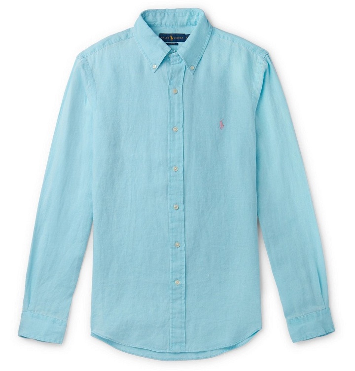 Photo: Polo Ralph Lauren - Slim-Fit Button-Down Collar Linen Shirt - Turquoise