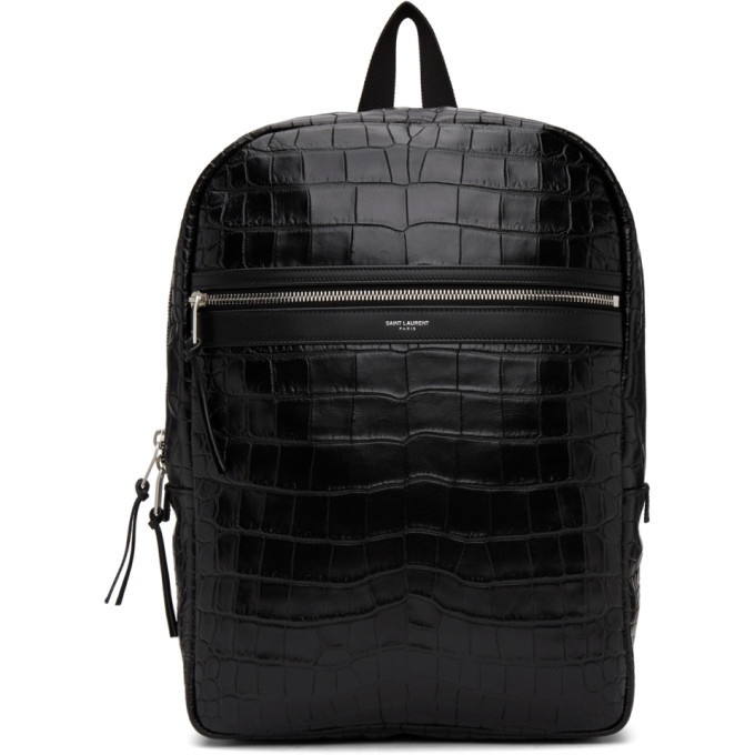 Saint Laurent City Backpack in Crocodile Embossed Leather - Black