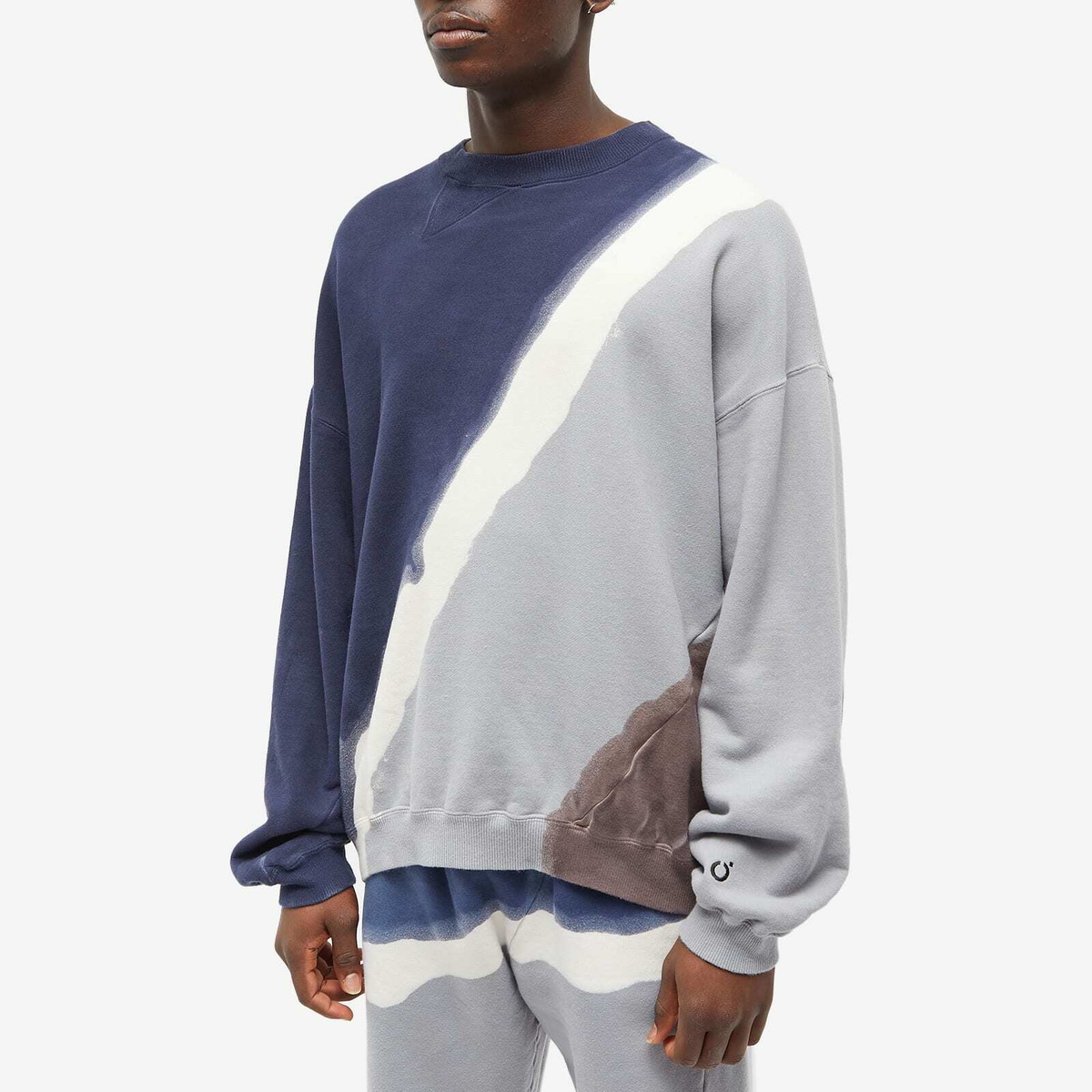 Noma t.d. Men's Hand Dyed Twist Crew Neck Sweat in Diagonal - Grey