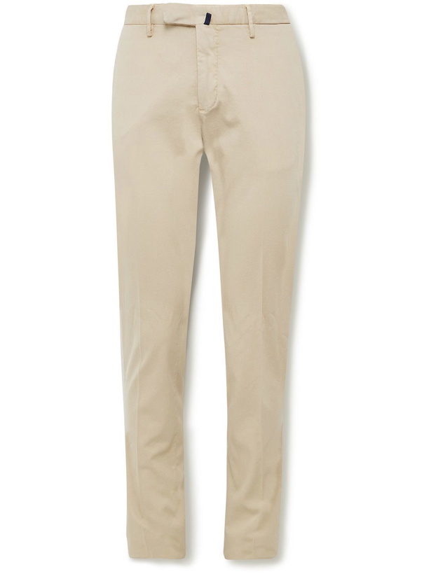 Photo: Incotex - Slim-Fit Stretch Cotton and Lyocell-Blend Twill Trousers - Neutrals