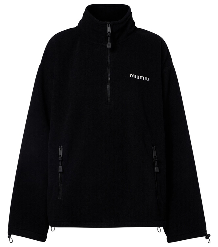 Photo: Miu Miu Logo fleece half-zip sweatshirt