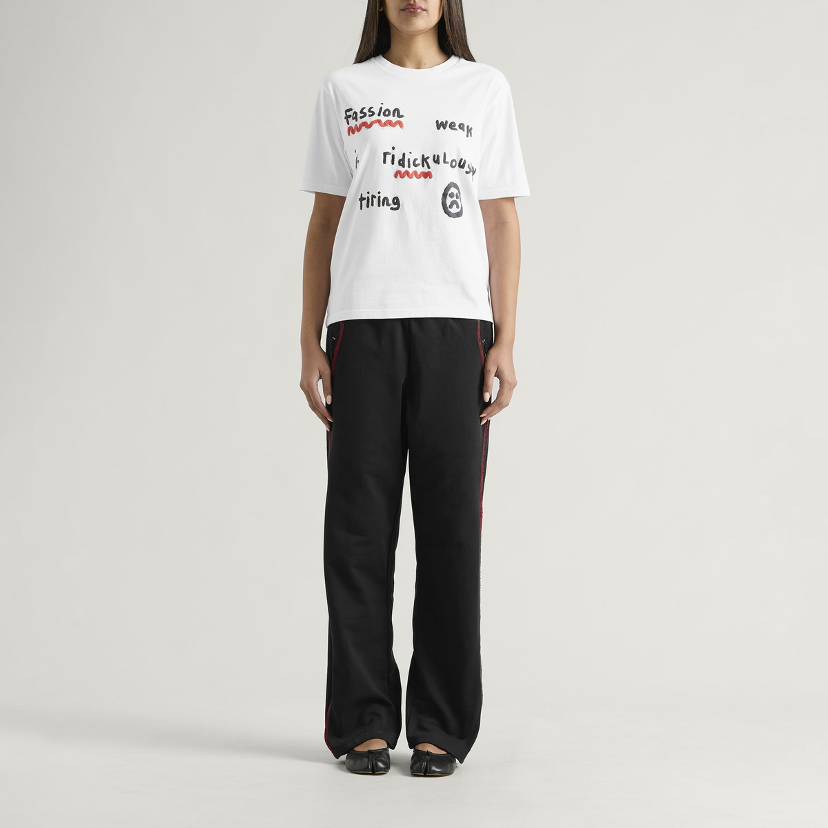 Navinder Nangla Ridickulously Tiring T-Shirt in White/Black/Red