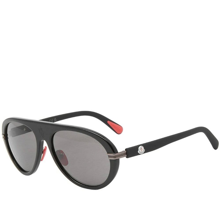 Photo: Moncler Eyewear Men's Navigaze Sunglasses in Shiny Black/Smoke