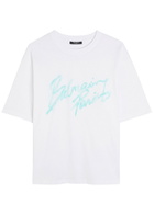 Balmain Logo-print Cotton T-shirt White And Green