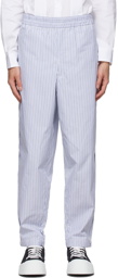 Comme des Garçons Shirt Blue & White Gabardine Stripe Trousers