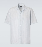 Brioni Striped linen bowling shirt