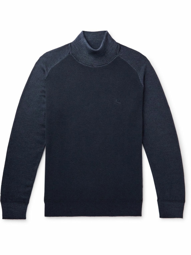 Photo: Etro - Logo-Embroidered Virgin Wool Rollneck Sweater - Blue