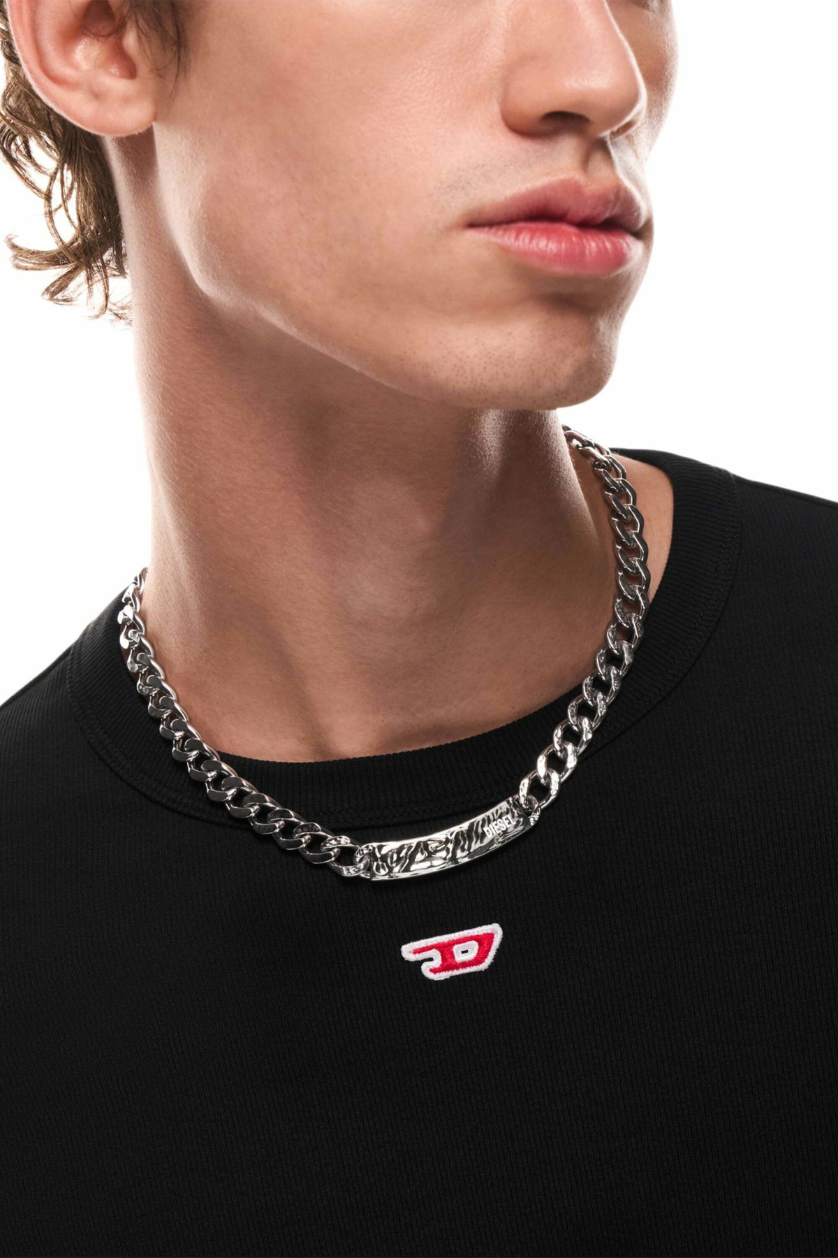 Diesel Stainless Steel Chain Necklace - Necklaces - Unisex - Silver