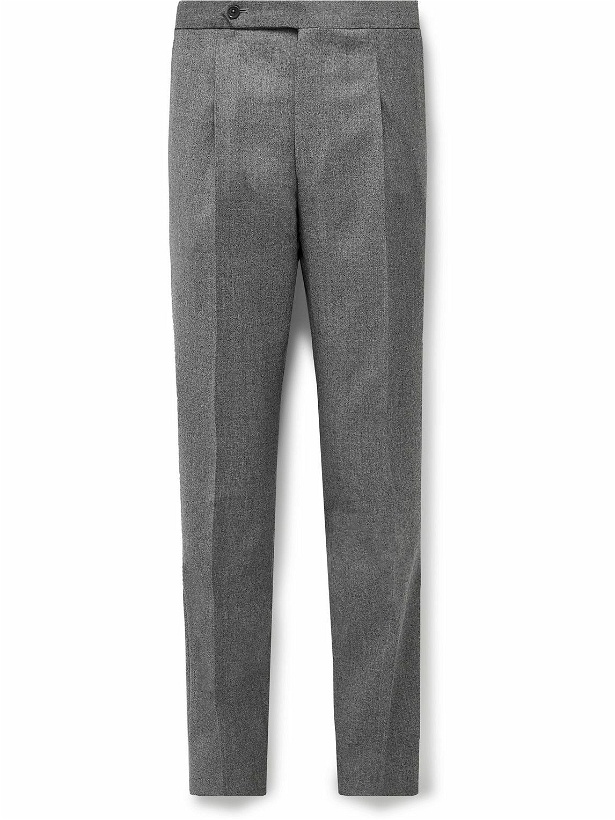 Photo: De Petrillo - Straight-Leg Pleated Wool-Flannel Trousers - Gray