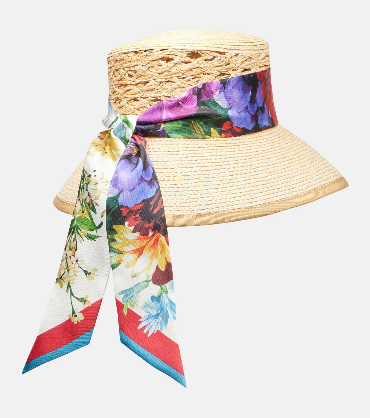 Dolce&Gabbana Scarf-detail raffia sun hat