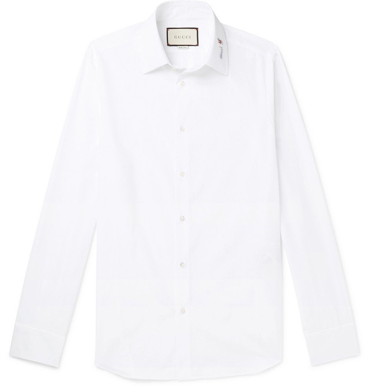 Photo: Gucci - Slim-Fit Logo-Detailed Cotton Shirt - Men - White