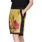 Dolce and Gabbana Yellow Silk Rose Bermuda Shorts