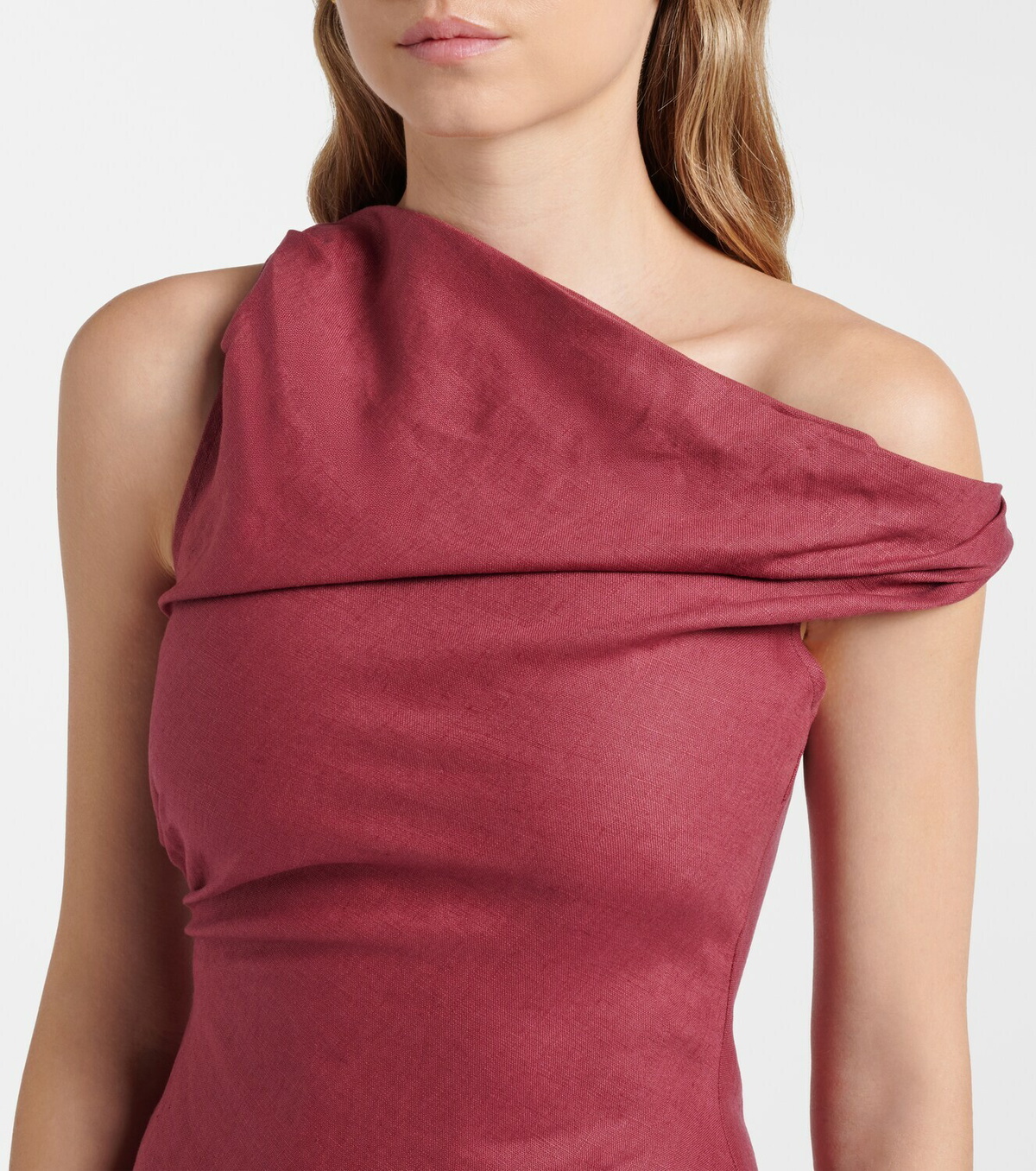 Faithfull Suis asymmetric linen maxi dress