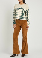 Moncler Striped Logo-embroidered Wool Jumper Beige