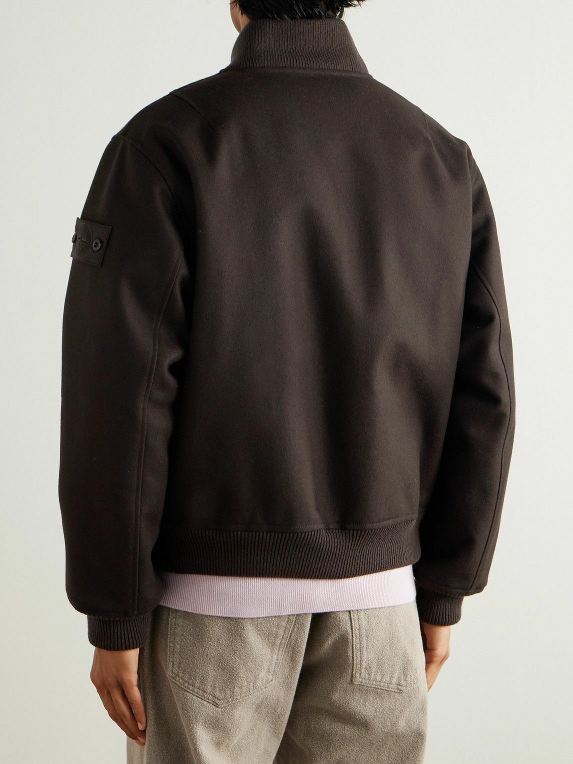 Stone Island - Wool-Blend Flannel Bomber Jacket - Brown