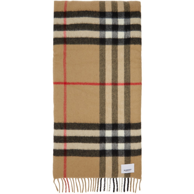 Photo: Burberry Beige Check Cashmere and Silk Wadded Scarf