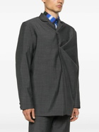 Bianca Saunders Grey Gathered Single-Breasted Blazer