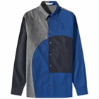 JW Anderson Men's Curved Patchwork Shirt in Grey