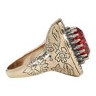 Alexander McQueen Gold and Red Jewelled Ring