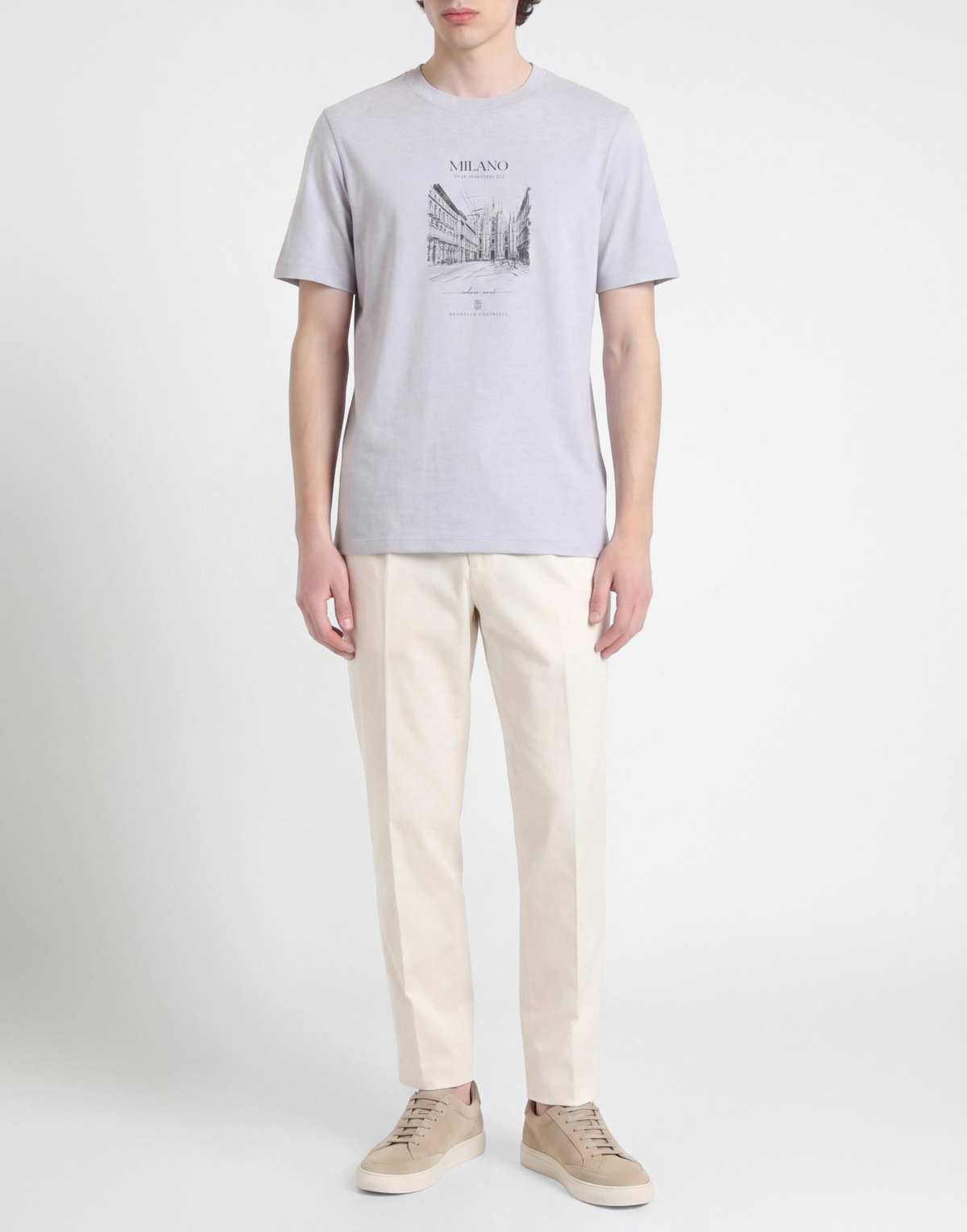 Brunello Cucinelli Mens T-shirt in Light grey