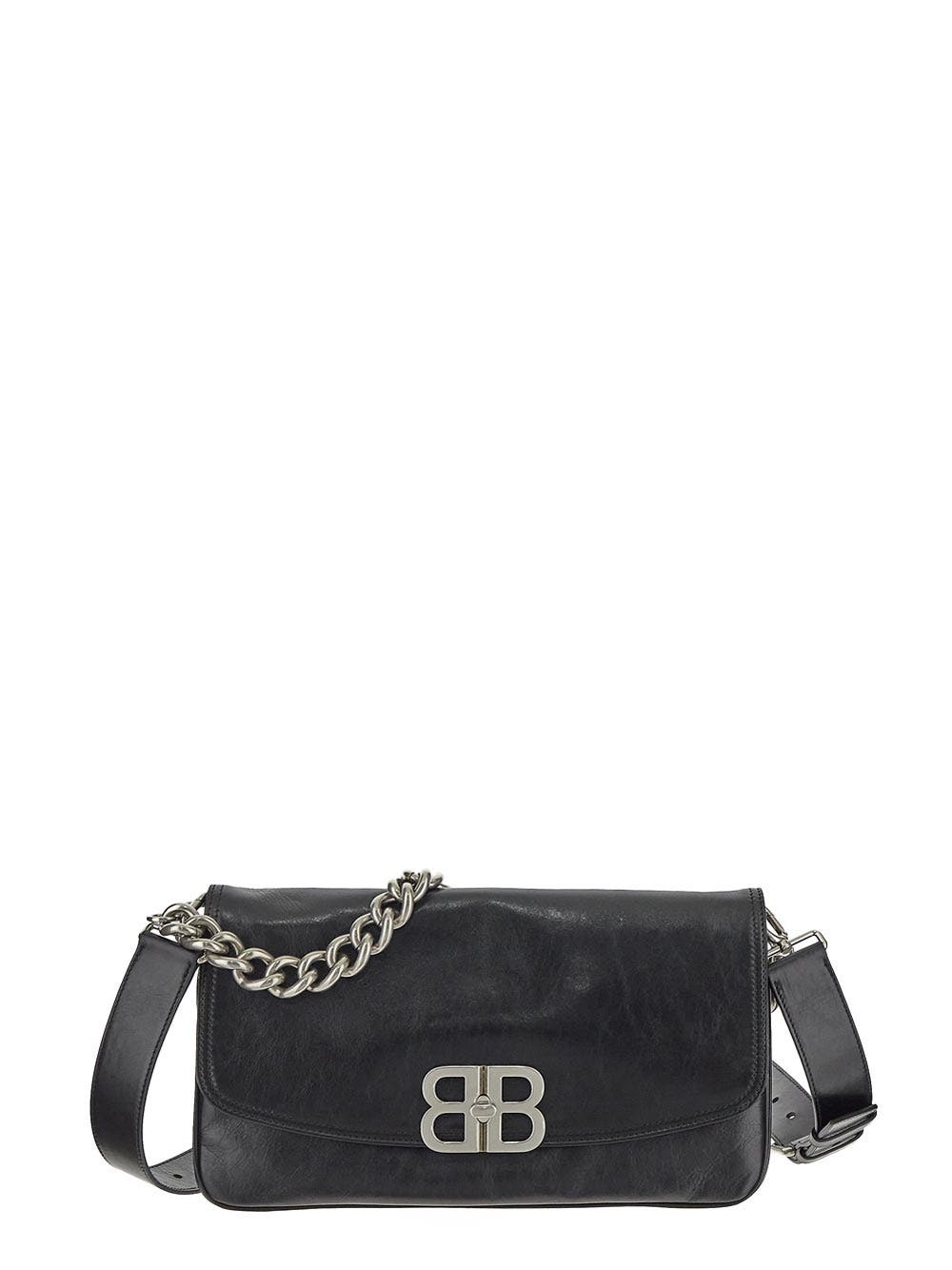 【関税&送料込】Balenciaga Black Leather Medium Bb Soft Flap Balenciaga Medium BB Soft Flap Shoulder Bag | Black | FARFETCH