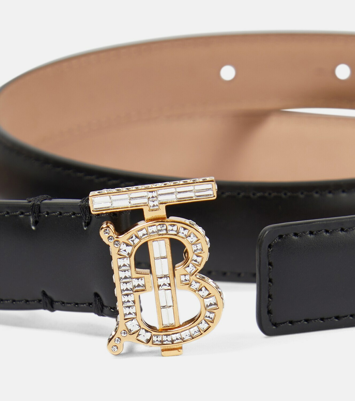 Leather Reversible TB Belt in Black/tan/gold - Women