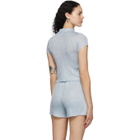 Calle Del Mar Blue Ribbed Short Sleeve Shirt