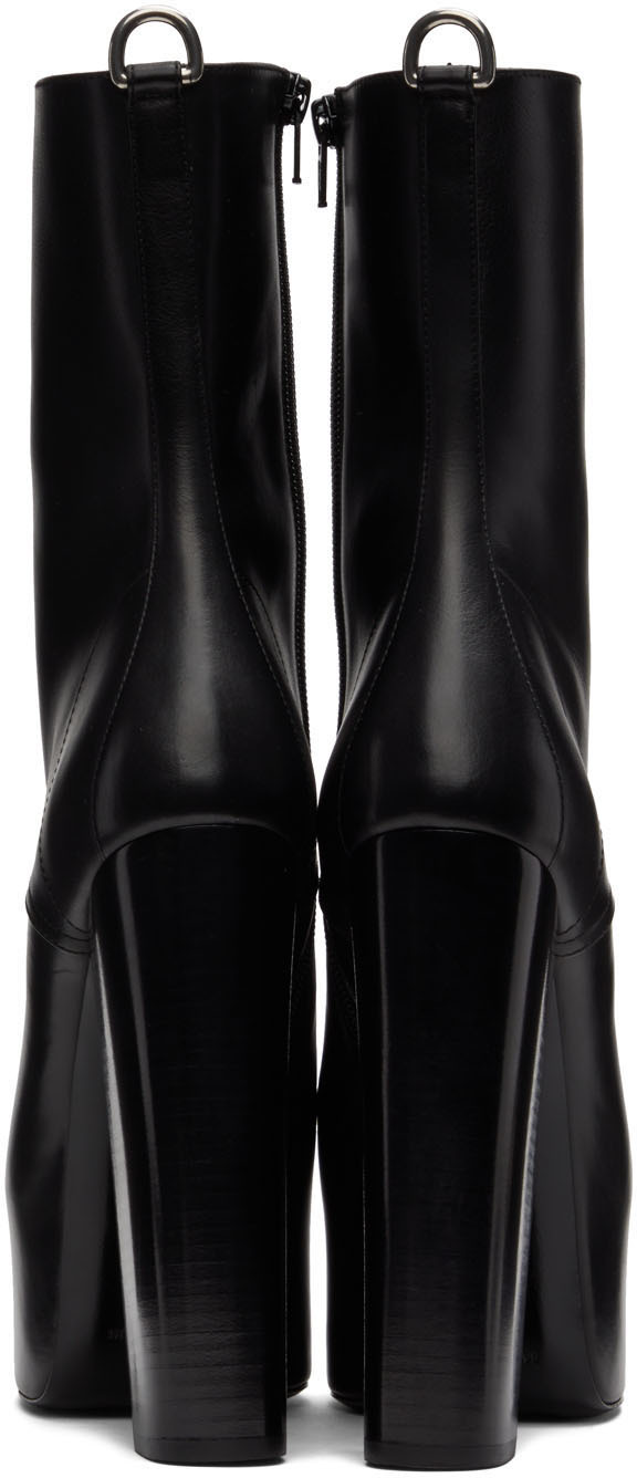 Saint Laurent Black Cherry Lace-Up Boots Saint Laurent