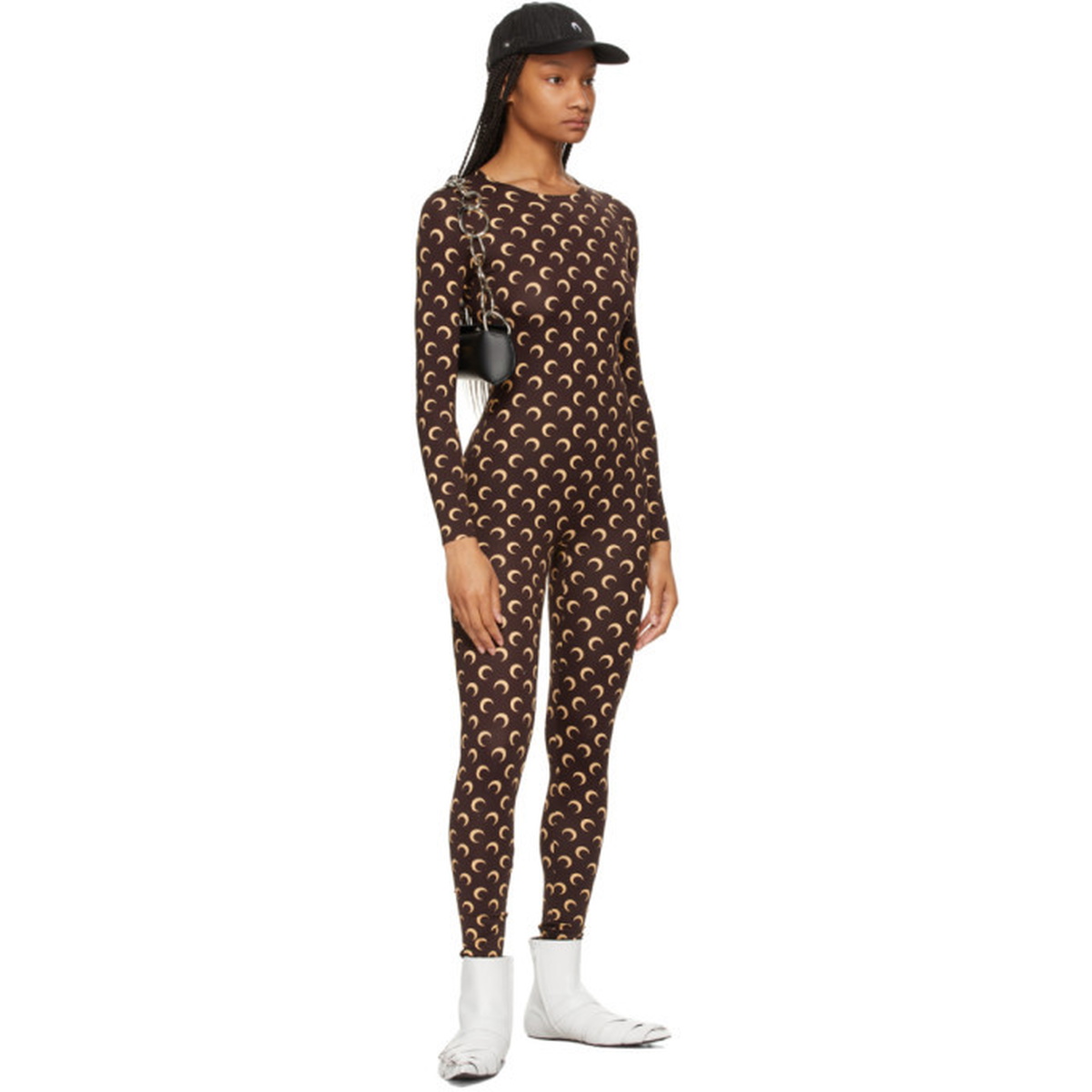 Marine Serre Brown Iconic All Over Moon Catsuit Marine Serre