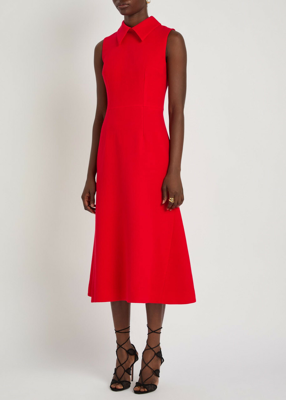 Emilia Wickstead Leontine Wool-crepe Midi Dress Red
