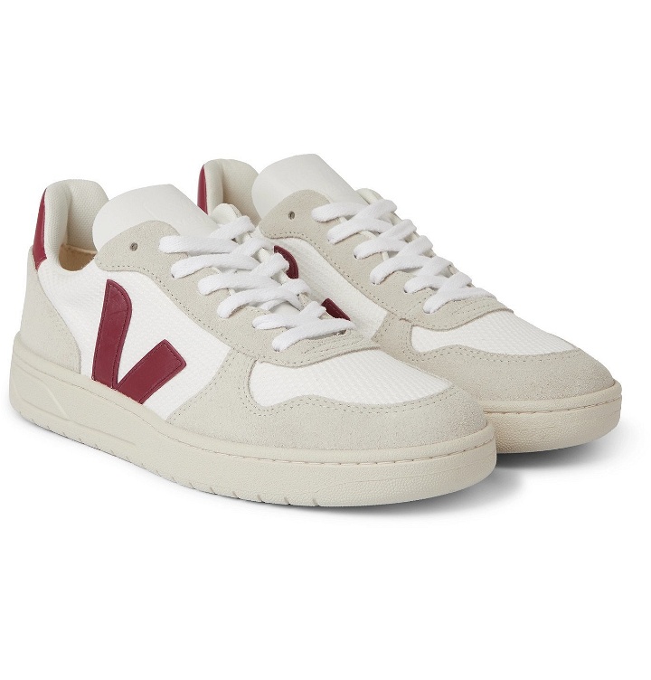 Photo: Veja - V-10 Leather and Rubber-Trimmed Suede and B-Mesh Sneakers - White