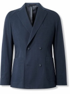 Officine Générale - Leon Double-Breasted Striped Cotton-Seersucker Jacket - Blue