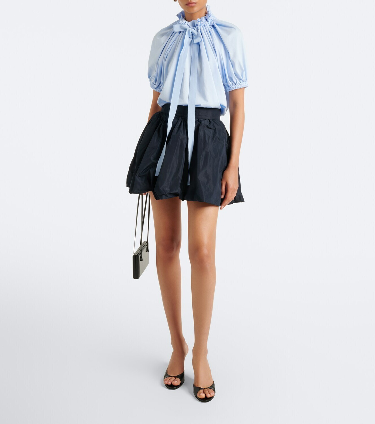 Patou Bow-detail gathered cotton jersey top